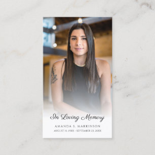Cartão De Visita No Loving Memory Photo Simple Funeral Prayer Card