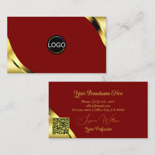 Cartão De Visita Noble Gold Cantos em Vermelho com Logotipo e Códig