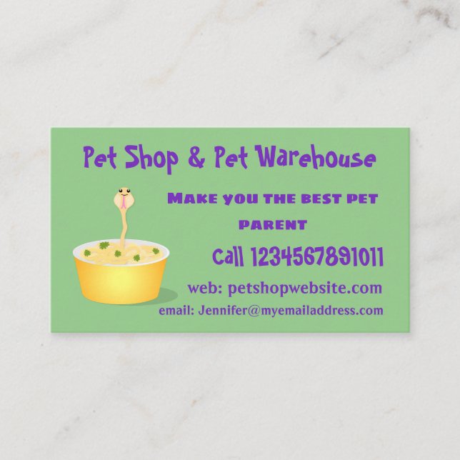 Cartão De Visita Nódulos bonitos cobra ilustram humor com ilustraçã (Frente)