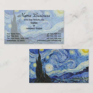 Cartão De Visita Noite Estrelada de Van Gogh Céu Azul Giratório Art
