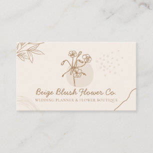 Cartão De Visita Noiva Bege Caligrafia Chic Flor Classy