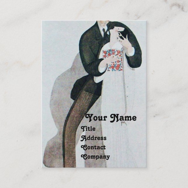 CARTÃO DE VISITA NOIVA & NOIVO ROMÂNTICO MONOGRAMA DE CASAMENTO (Frente)