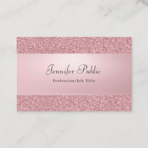Cartão De Visita Nome Calligrafado Rosa Glitter Modern Elegante Dou