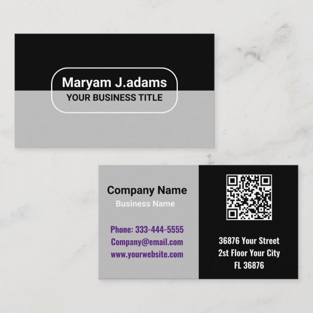 Cartão De Visita Nome Comercial Clássico Personalizado (código qr)  (Frente/Verso)