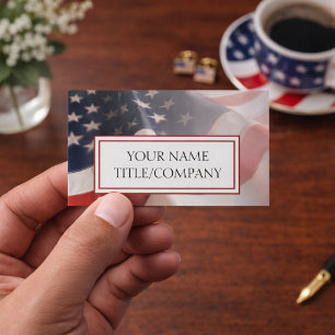Cartão De Visita Nome da Empresa Bandeira Americana Desbotada Abstr