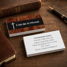 Cartão De Visita Nome da Igreja Rústica falsa Pele Igreja