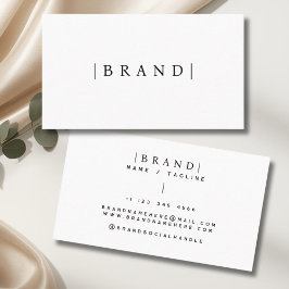 Cartão De Visita Nome da marca de adição branco minimalista
