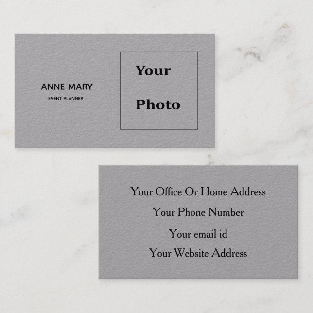 Cartão De Visita Nome de Foto Personalizado Cinza Cinza Black Profe (Frente/Verso)