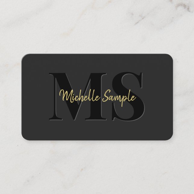 Cartão De Visita Nome de Texto Calligrafado Dourado Nome de Código  (Frente)