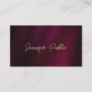 Cartão De Visita Nome de Texto Dourado Personalizado Script Luxury 