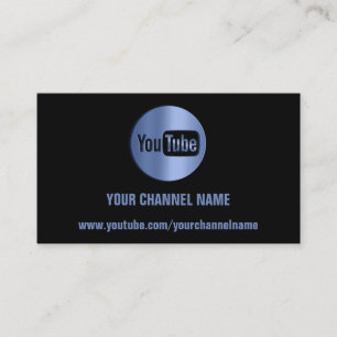 CARTÃO DE VISITA NOME DO CANAL LOGOTIPO YOUTUBER CÓDIGO QR AZUL PR