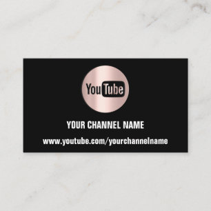 CARTÃO DE VISITA NOME DO CANAL LOGOTIPO YOUTUBER ROSA PRETO