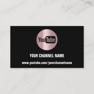 CARTÃO DE VISITA NOME DO CANAL LOGOTIPO YOUTUBER ROSA PRETO MODERNO