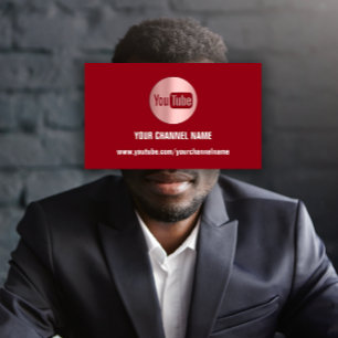 CARTÃO DE VISITA NOME DO CANAL SEU LOGOTIPO TUBOR CÓDIGO QR BURGUND