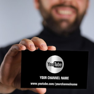 CARTÃO DE VISITA NOME DO CANAL YOUTUBER LOGO QR SOLVER CINZA PRETA