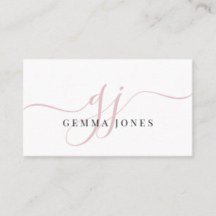 Cartão De Visita Nome do Script Feminino do Monograma Rosa Moderno