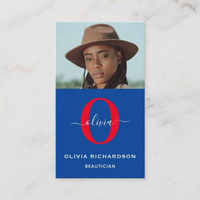 Cartão De Visita Nome do Script Girassol Monograma Vertical Branco  (Frente)