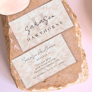 Cartão De Visita Nome do Script Inicial do Rosa Monograma Dourado d