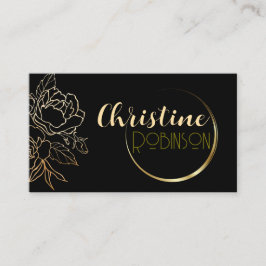 Cartão De Visita Nome e profissão personalizados preto e Dourado