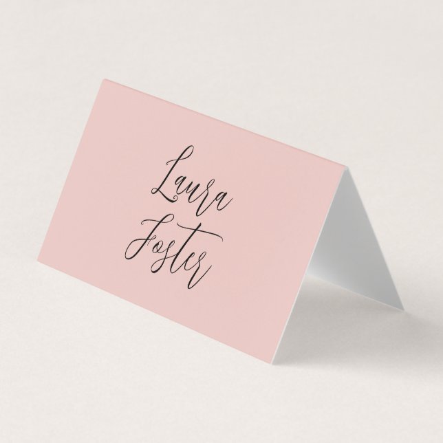 Cartão De Visita Nome Elegante de Manuscrito Clássico Rosa Dourado (Frente)