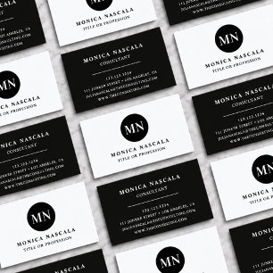 Cartão De Visita Nome Inicial Monograma Minimalista Moderno