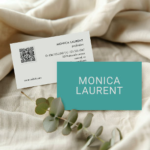 CARTÃO DE VISITA NOME NEGRITO CÓDIGO QR LOGOTIPO SOCIAL ICONS AQUA 