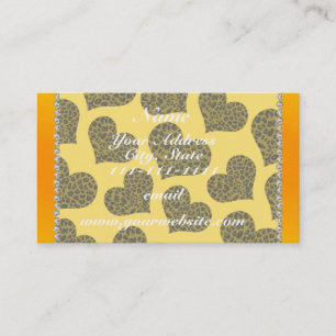 Cartão De Visita Nome personalizado corações-leopardo amarelo