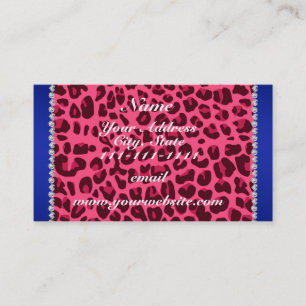 Cartão De Visita Nome personalizado pink leopardo impresso com faix