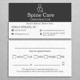 Cartão De Visita Nomeação do escritório do Chiropractor do Spine Ca
