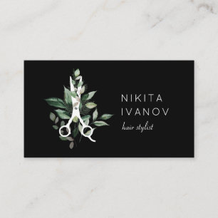 Cartão De Visita Nomeação do Logotipo da Tesoura Elegante Greener