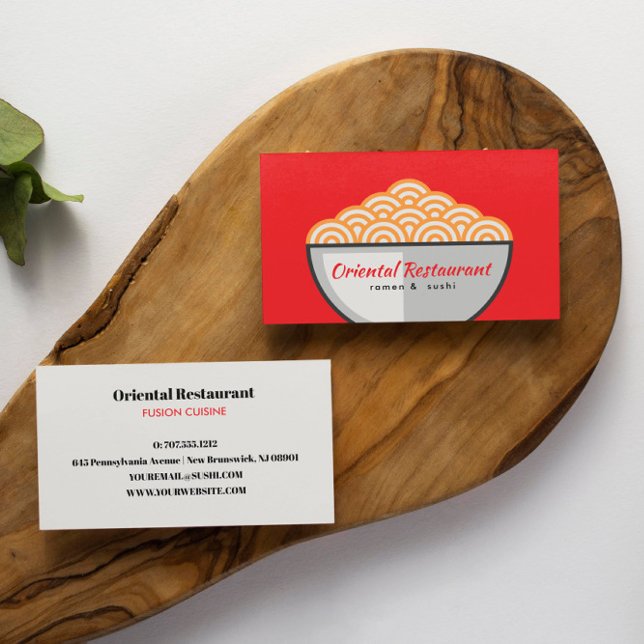 Cartão De Visita Noodle Ramen Sushi restaurante Fusion Japonês (ORIENTAL RESTAURANT AND FOOD THEMED BUSINESS CARD WITH NOODLE )