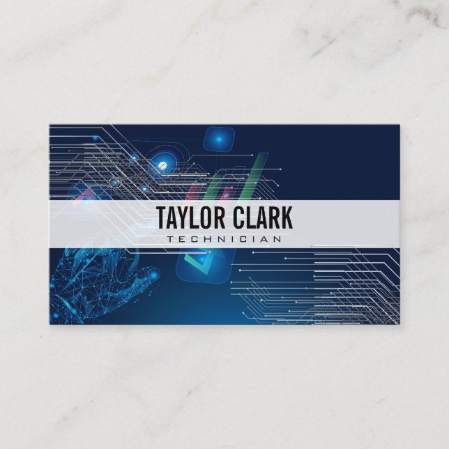Cartão De Visita Nós técnicos e fundo do gráfico (Frente)