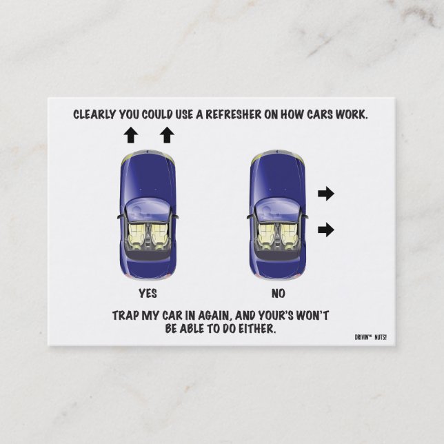 Cartão De Visita Nota de Estacionamento Engraçado (Frente)