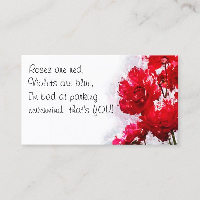 Cartão De Visita Nota de Estacionamento Engraçado (Frente)