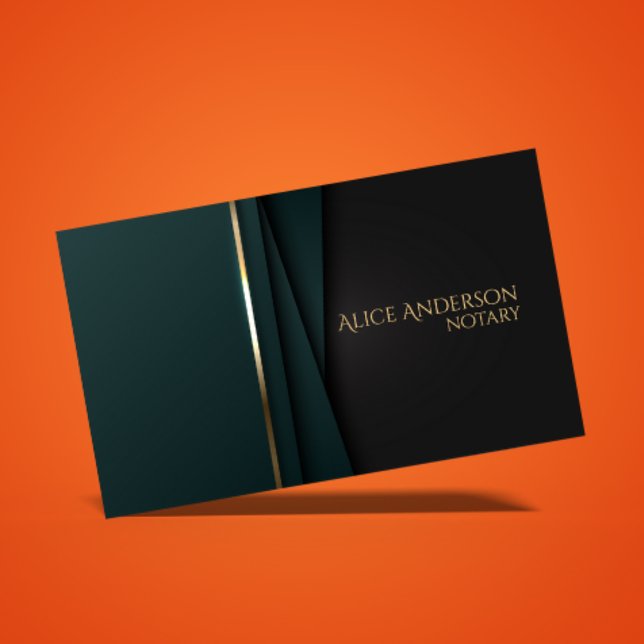 Cartão de Visita notarial elegante verde luxuoso d (Criador carregado)