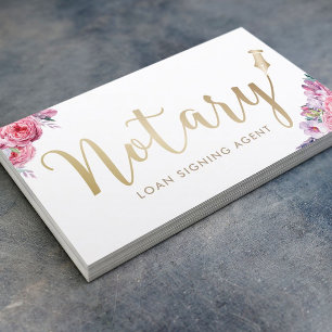 Cartão De Visita Notário - empréstimo que assina floral elegante