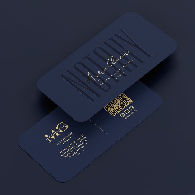 Cartão De Visita Notário Móvel Marinho Escuro Azul Moderno (Mobile Notary Public Dark Navy Blue Modern Business Card
)