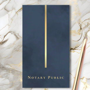 Cartão De Visita Notário Público Elegante Azul Marinho Dourado Link