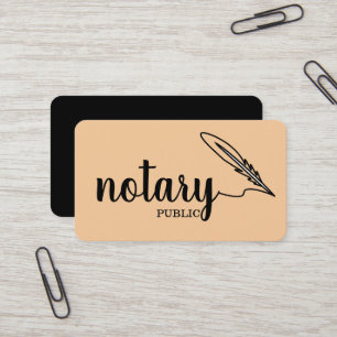 Cartão De Visita Notário Público Elegante Script Simples Preto e Br