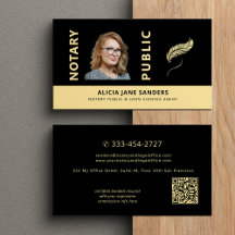 Notário público móvel foto código QR dourado preto