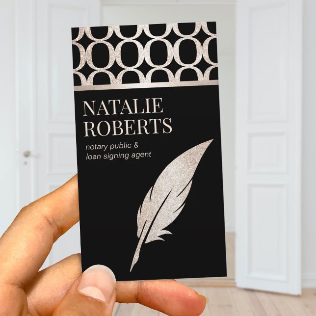 Cartão De Visita Notary Loan Signal Agent Luxury Dourado Quill Cane (Criador carregado)