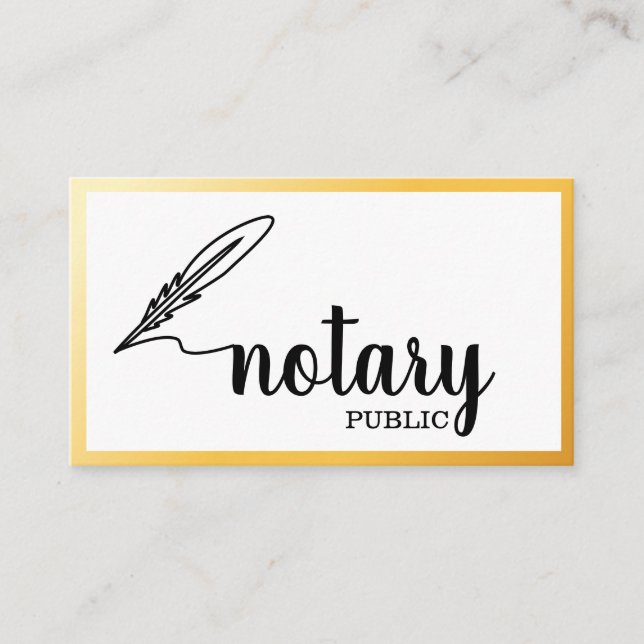 Cartão De Visita Notary Public Elegant Script Plain (Frente)