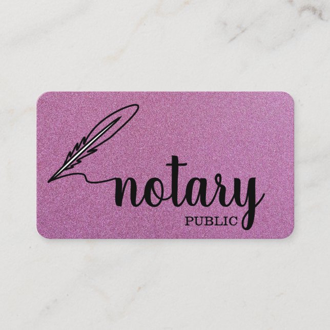 Cartão De Visita Notary Public Elegant Script Plain (Frente)