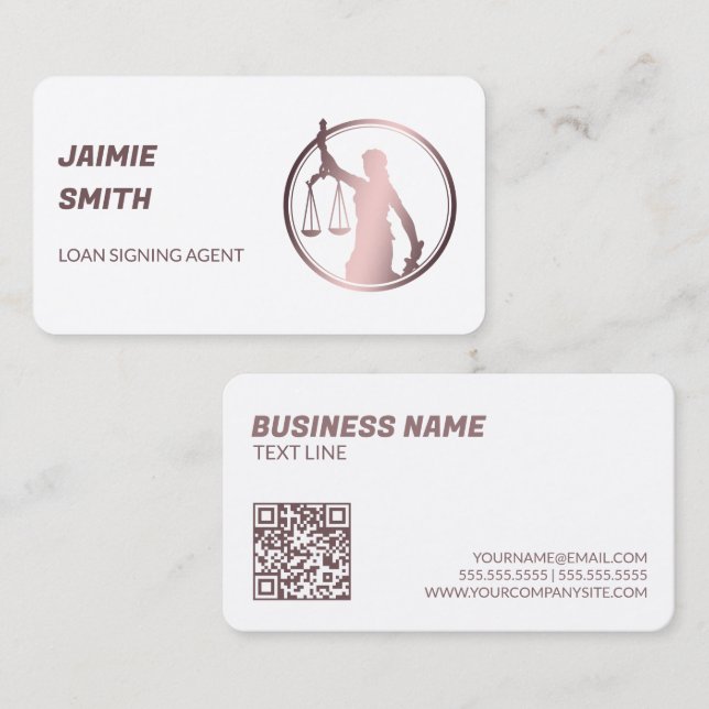 Cartão De Visita Notary Public QR Business Card (Frente/Verso)