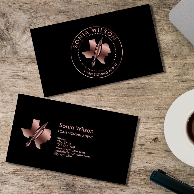 Cartão De Visita Notary Public Texas Stamp Loan Signing Agent  (Criador carregado)