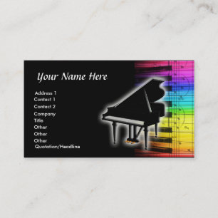 Cartão De Visita Notas coloridas do teclado & da música de piano