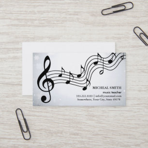 Cartão De Visita Notas de Música Antiga Elegante Musical