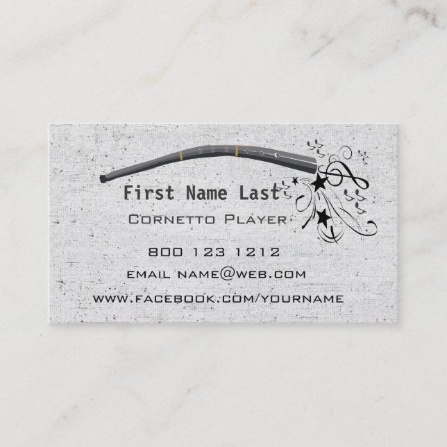 Cartão De Visita Notas musicais de sopro Cornett Cornetto Zink (Frente)