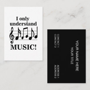 Cartão De Visita Notas Musicais em Preto e Branco Profissão Musical