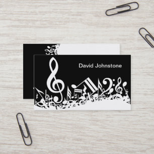 Cartão De Visita Notas musicais misturadas brancas personalizadas